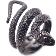 **COI Titanium Gold Tone/Black/Silver Snake Ring-8252AA