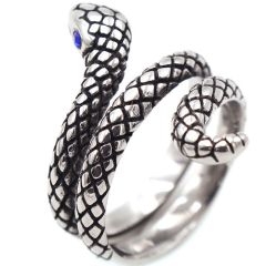 **COI Titanium Snake Ring With Created Blue Sapphire/Red Ruby/Green Emerald-8254AA