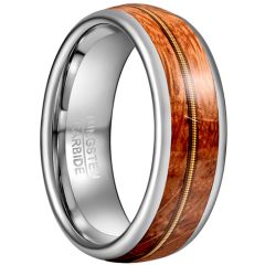 **COI Tungsten Carbide Rose Silver Ring With Koa Wood-8276AA