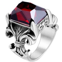 **COI Titanium Ring With Created Red Ruby-8284AA