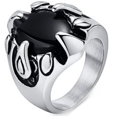 **COI Titanium Black Silver Ring With Black Onyx-8293AA