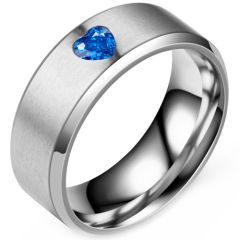 **COI Titanium Beveled Edges Ring With Created Blue Sapphire-8336AA