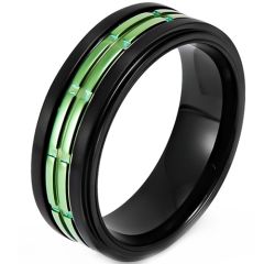 **COI Titanium Black Green/Silver Ring-8432AA