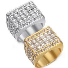 **COI Titanium Gold Tone/Silver Ring With Cubic Zirconia-8456AA
