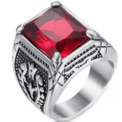 **COI Titanium Tulip Ring With Red/Green/Purple/Black/Blue Cubic Zirconia-8463AA