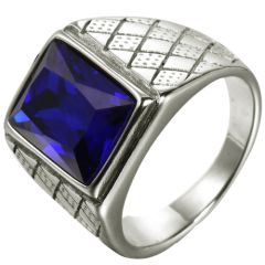 **COI Titanium Grooves Ring With Blue/Red/Green/White/Purple/Black Cubic Zirconia-8464AA