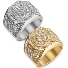 **COI Titanium Gold Tone/Silver Ring With Cubic Zirconia-8472AA