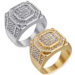 **COI Titanium Gold Tone/Silver Ring With Cubic Zirconia-8473AA