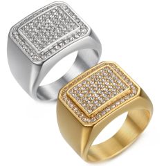 **COI Titanium Gold Tone/Silver Ring With Cubic Zirconia-8474AA