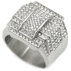 **COI Titanium Gold Tone/Silver Ring With Cubic Zirconia-8476AA