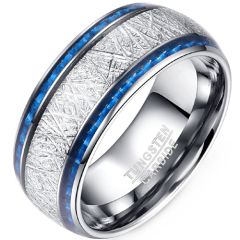 **COI Tungsten Carbide Dome Court Ring With Carbon Fiber & Meteorite-8479AA