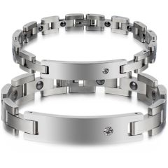 COI Titanium Cubic Zirconia Bracelet With Steel Clasp(Length: 8.27 inches)-8498AA