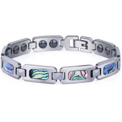 COI Titanium Abalone Shell Bracelet With Steel Clasp(Length: 8.46 inches)-8510AA