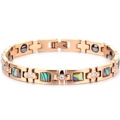 COI Rose Titanium Abalone Shell Cubic Zirconia Bracelet With Steel Clasp(Length: 8.07 inches)-8511AA
