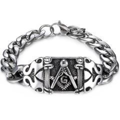COI Titanium Masonic Bracelet With Steel Clasp(Length: 8.27 inches)-8516AA