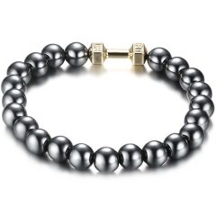 COI Gold Tone Titanium Synthetic Pearl Bracelet With Steel Clasp(Length: 7.71 inches)-8517AA