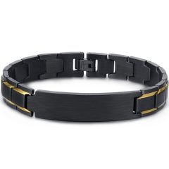 COI Titanium Black Gold Tone Bracelet With Steel Clasp(Length: 8.46 inches)-8525AA
