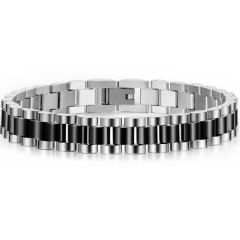 COI Titanium Black Silver Bracelet With Steel Clasp(Length: 8.27 inches)-8528AA