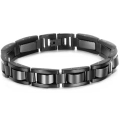 COI Titanium Black/Gold Tone Bracelet With Steel Clasp(Length: 8.66 inches)-8534AA