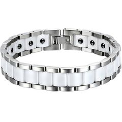 COI Titanium White Ceramic Bracelet With Steel Clasp(Length: 8.07 inches)-8535AA