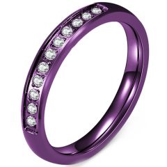 **COI Titanium Purple/Gold Tone/Silver Ring With  Cubic Zirconia-8538AA