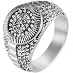 **COI Titanium Gold Tone/Silver Ring With Cubic Zirconia-8541AA