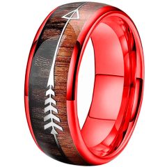**COI Red Titanium Wood Dome Court Ring With Arrows-8548AA