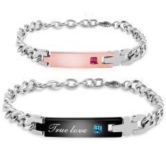 COI Titanium Black/Rose Silver True Love Cubic Zirconia Bracelet With Steel Clasp(Length: 8.46 inches/9.65 inches)-8562AA