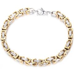 COI Titanium Gold Tone/Silver/Gold Tone Silver Bracelet With Steel Clasp(Length: 8.46 inches)-8563AA