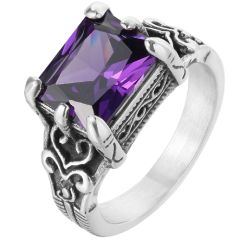 **COI Titanium Ring With Purple Amethyst/Black Onyx-8570AA
