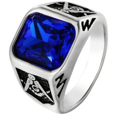 **COI Titanium Masonic Freemason Ring With Stone-8572AA