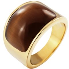 **COI Gold Tone Titanium Ring With Tiger Eye-8576AA
