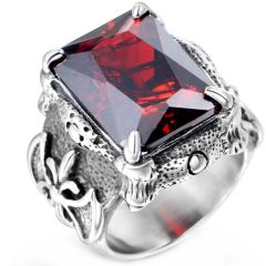 **COI Titanium Ring With Created Red Ruby-8581AA