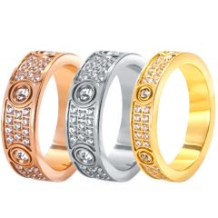 **COI Titanium Silver/Rose/Gold Tone Ring With Cubic Zirconia-8598AA