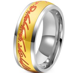 **COI Titanium Gold Tone Silver Lord The Rings Power Ring-8601AA