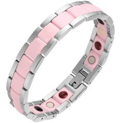 COI Titanium Bracelet With Pink Ceramic & Steel Clasp(Length: 7.48 inches)-8611AA