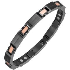 COI Titanium Black Rose Bracelet With Steel Clasp(Length: 9.06 inches)-8612AA