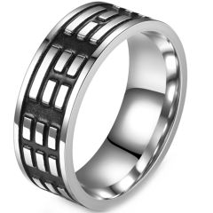 **COI Titanium Black Silver Ring-8633AA