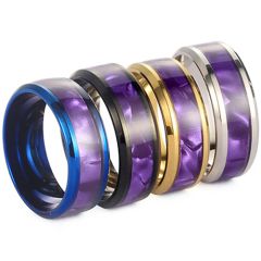 **COI Titanium Black/Gold Tone/Blue/Silver Beveled Edges Ring With Purple Camo 8656
