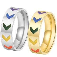 **COI Titanium Gold Tone/Silver Rainbow Color Ring With Arrows-8683