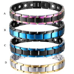 COI Titanium Black/Gold Tone/Silver/Blue/Rainbow Bracelet With Steel Clasp(Length: 8.46 inches)-8703AA