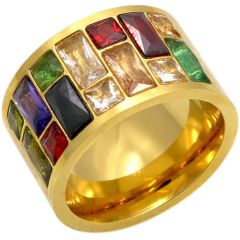 **COI Titanium Rose/Gold Tone/Silver Ring With Cubic Zirconia-8704AA