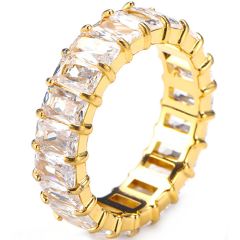 **COI Titanium Gold Tone/Silver Eternity Ring With Cubic Zirconia-8735AA