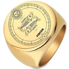 **COI Titanium Gold Tone/Silver Ring With Custom Zodiac Sign-8753AA