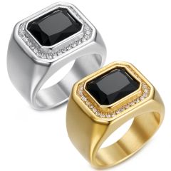 **COI Titanium Gold Tone/Silver Ring With Cubic Zirconia-8756AA