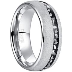 **COI Tungsten Carbide Sandblasted Ring With Meteorite-8765AA