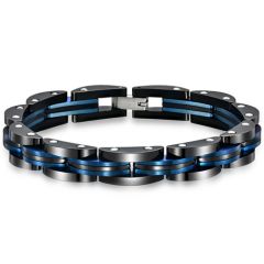 COI Titanium Black Blue Bracelet With Steel Clasp(Length: 8.27 inches)-8789AA