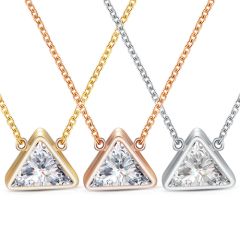 **COI Titanium Gold Tone/Rose/Silver Necklace With Cubic Zirconia(Length:19.6 inches)-8798AA