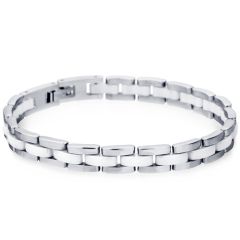 COI Titanium White Ceramic Bracelet With Steel Clasp(Length: 8.27 inches)-8832AA