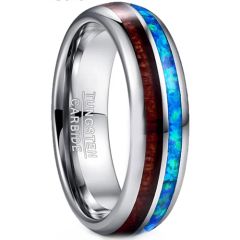 **COI Tungsten Carbide Wood & Crushed Opal Dome Court Ring-8871AA